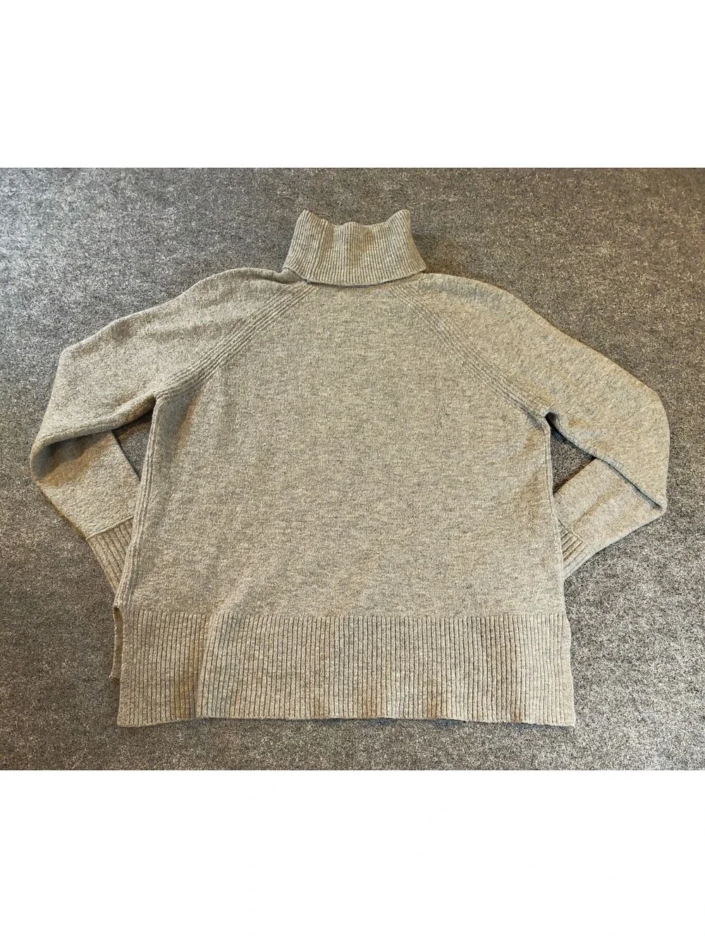 J.Crew Women Small Gray Turtleneck Sweater Raglan Sleeve High Low Side Slit Knit